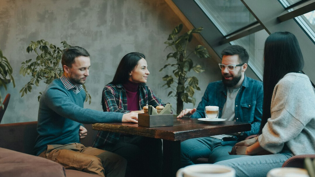 tense conversation in cafe