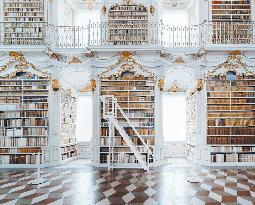 old library bookshelves